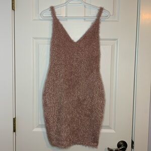 Fashion Nova Fuzzy Pink Slip Mini Dress Women’s Stretchy Sexy Coquette Barbie